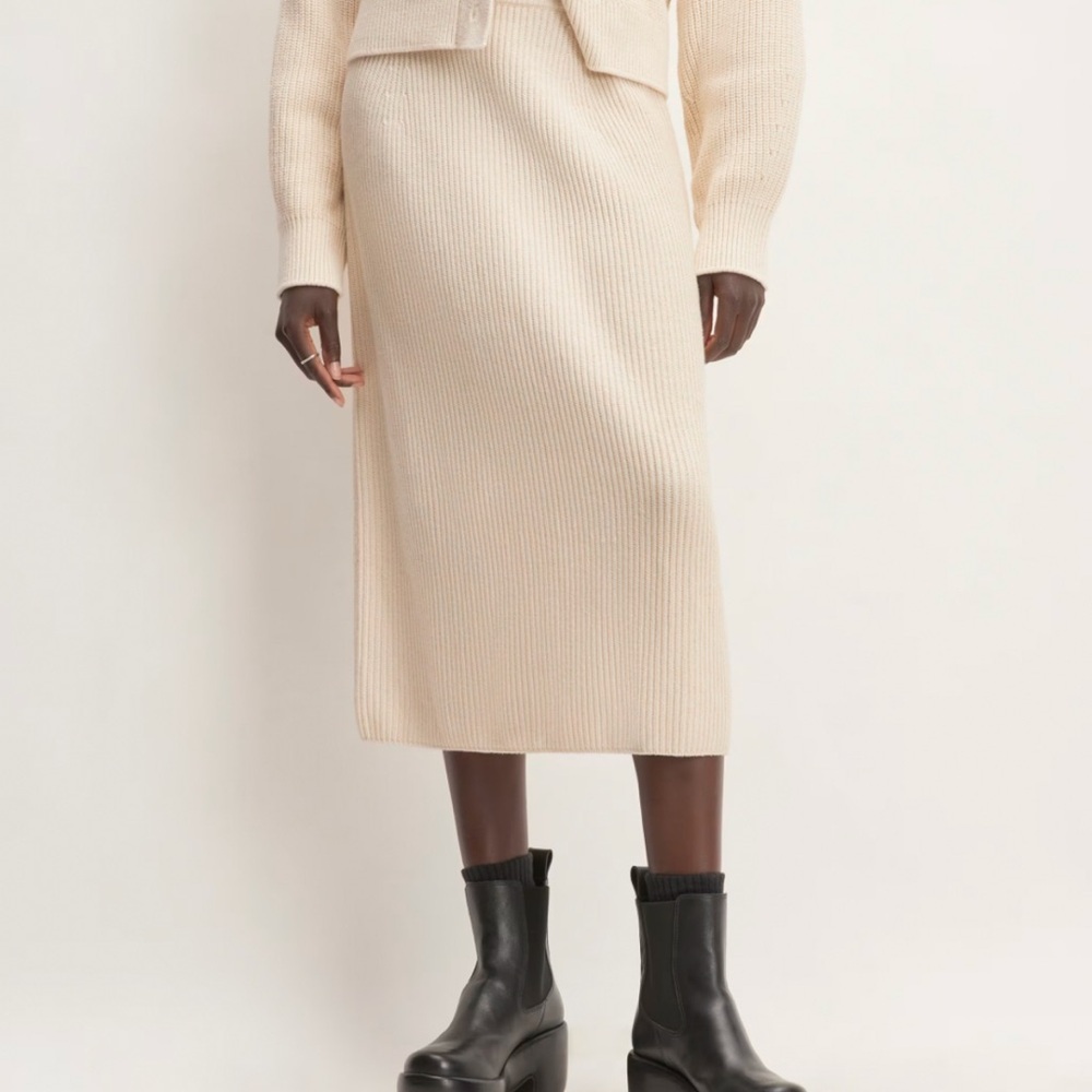 Everlane Cream Midi Skirt Sz M